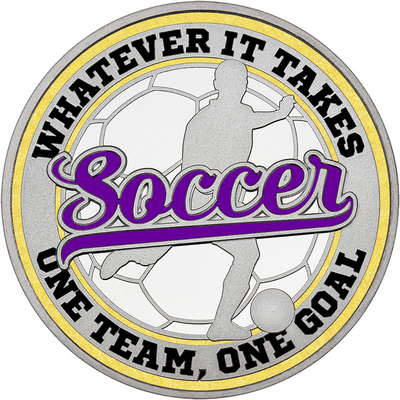 Purple "Soccer" with Gold Outer Circular Borders